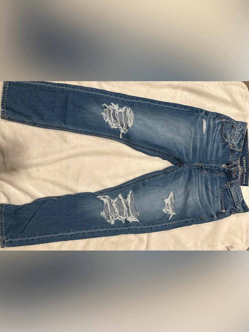 American Eagle Outfitters Men's Slim Straight Ripped Blue Jeans